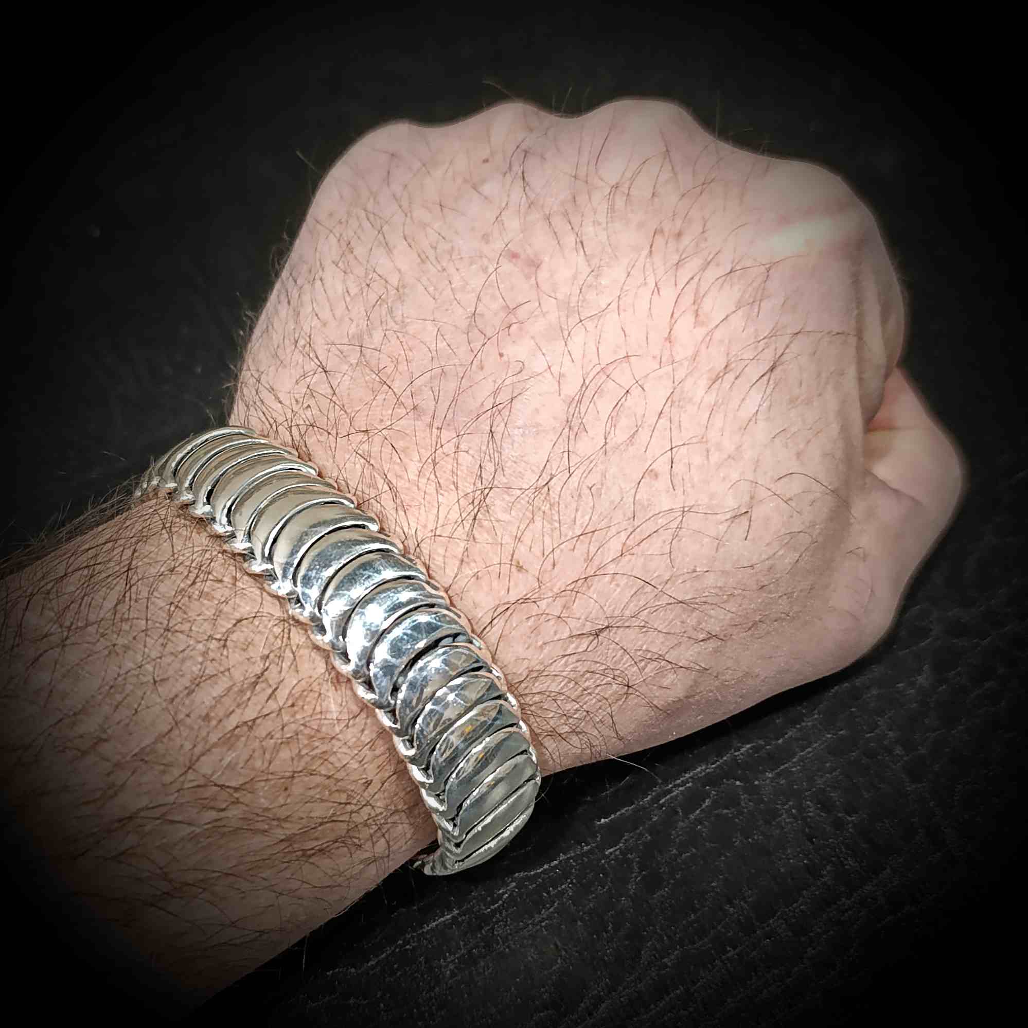 мужской серебряный браслет, массивный браслет из бисера, браслет для мужчины.