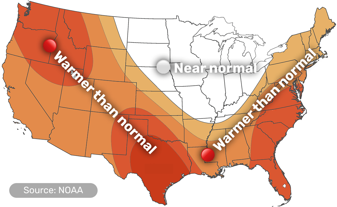 Monthly Temperature Outlook map