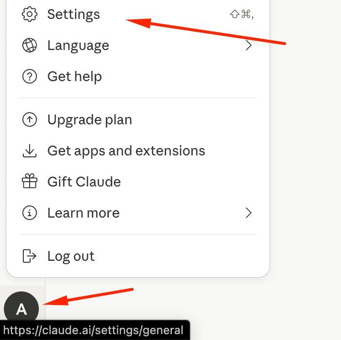 Меню Settings