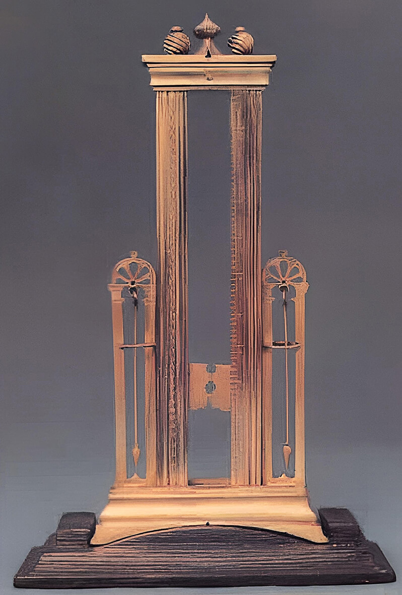 Артиллерийское приспособление с точечным прицелом и двойным маятниковым отвесом. Неизвестный мастер. 1580 (?)/ 1560(?). Математико-физический салон, Дрезден. Оборотная сторона