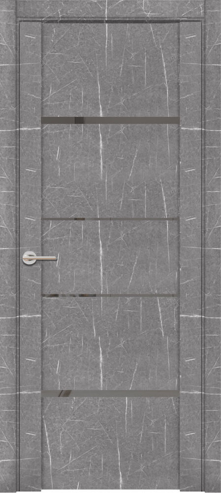 Дверь межкомнатная UniLine Loft Marmor 30039/1 Остекленная стекло зеркало серое цвет Торос Серый