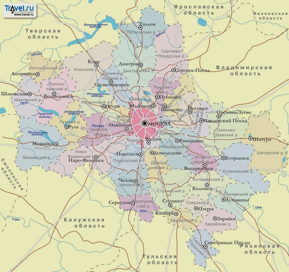 Карта границ районов московской области