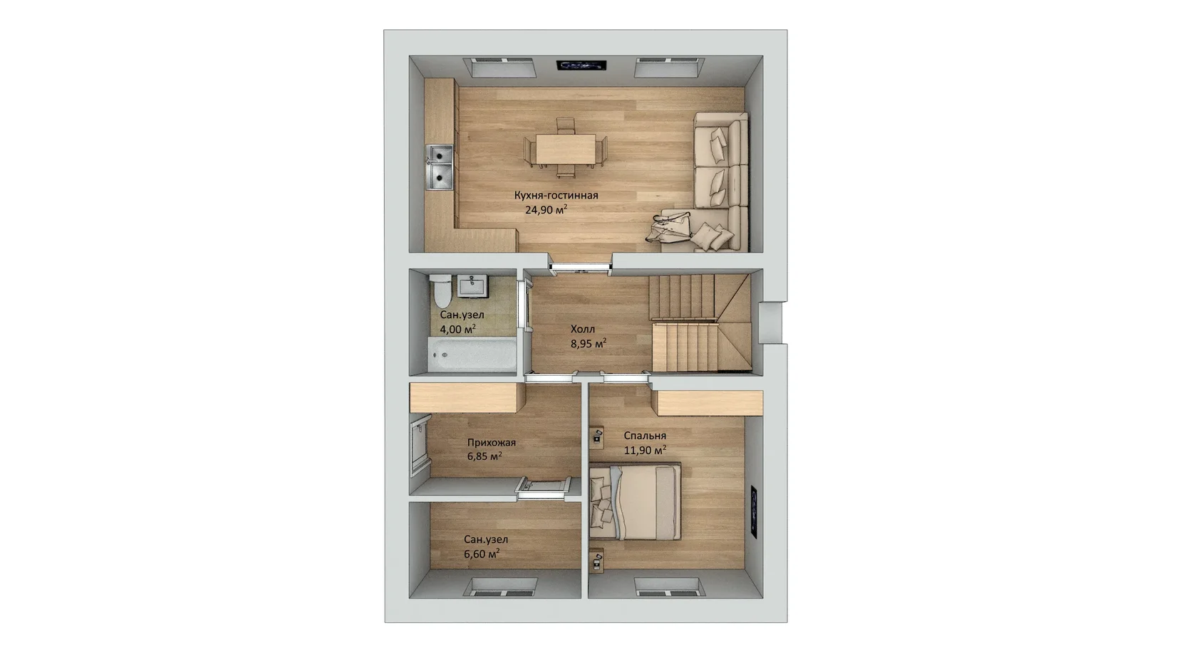 Индивидуальный двухэтажный дом 127 м²: план 1