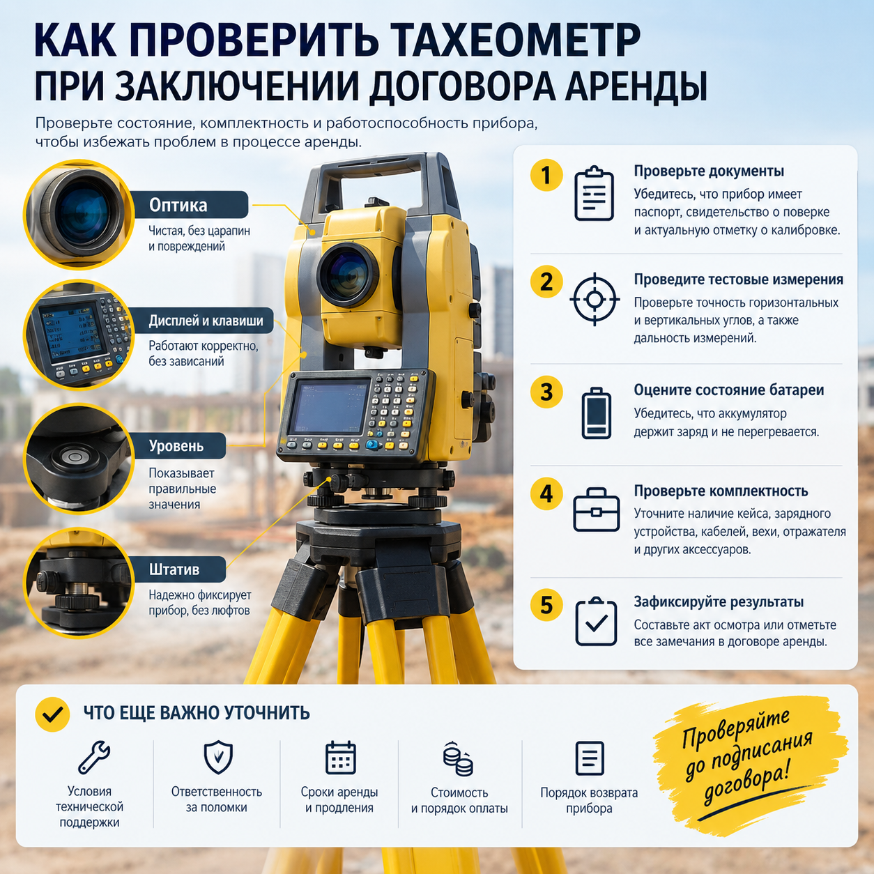Как проверить тахеометр при аренде