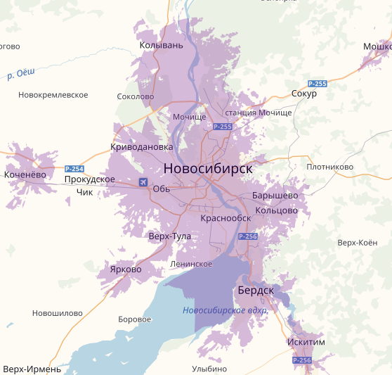 Карта покрытия интернет провайдеров новосибирск