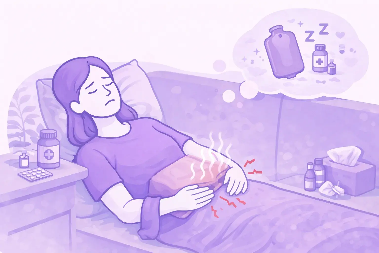 Женщина отдыхает, пытаясь облегчить свое состояние