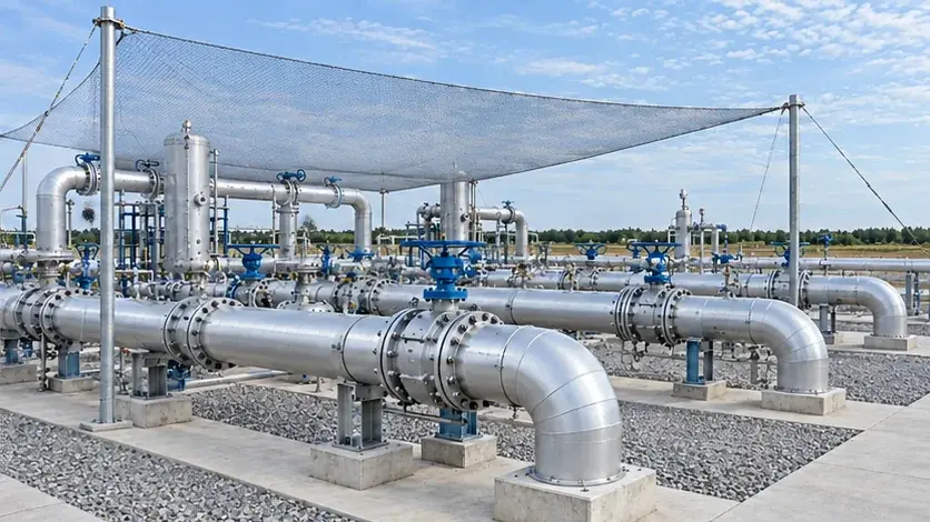 Сетчатая защита газового промышленного узла