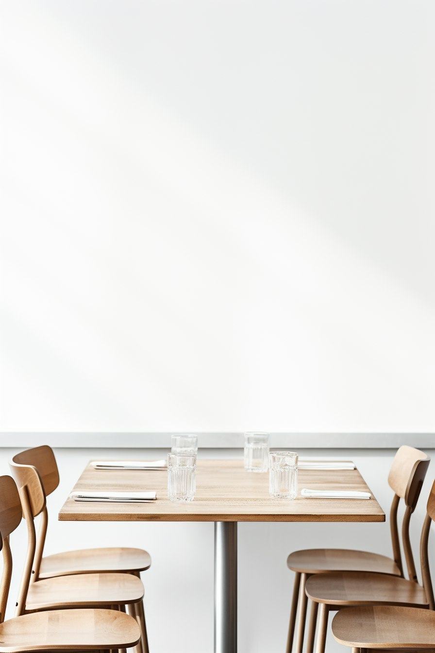 Белый стол в кафе