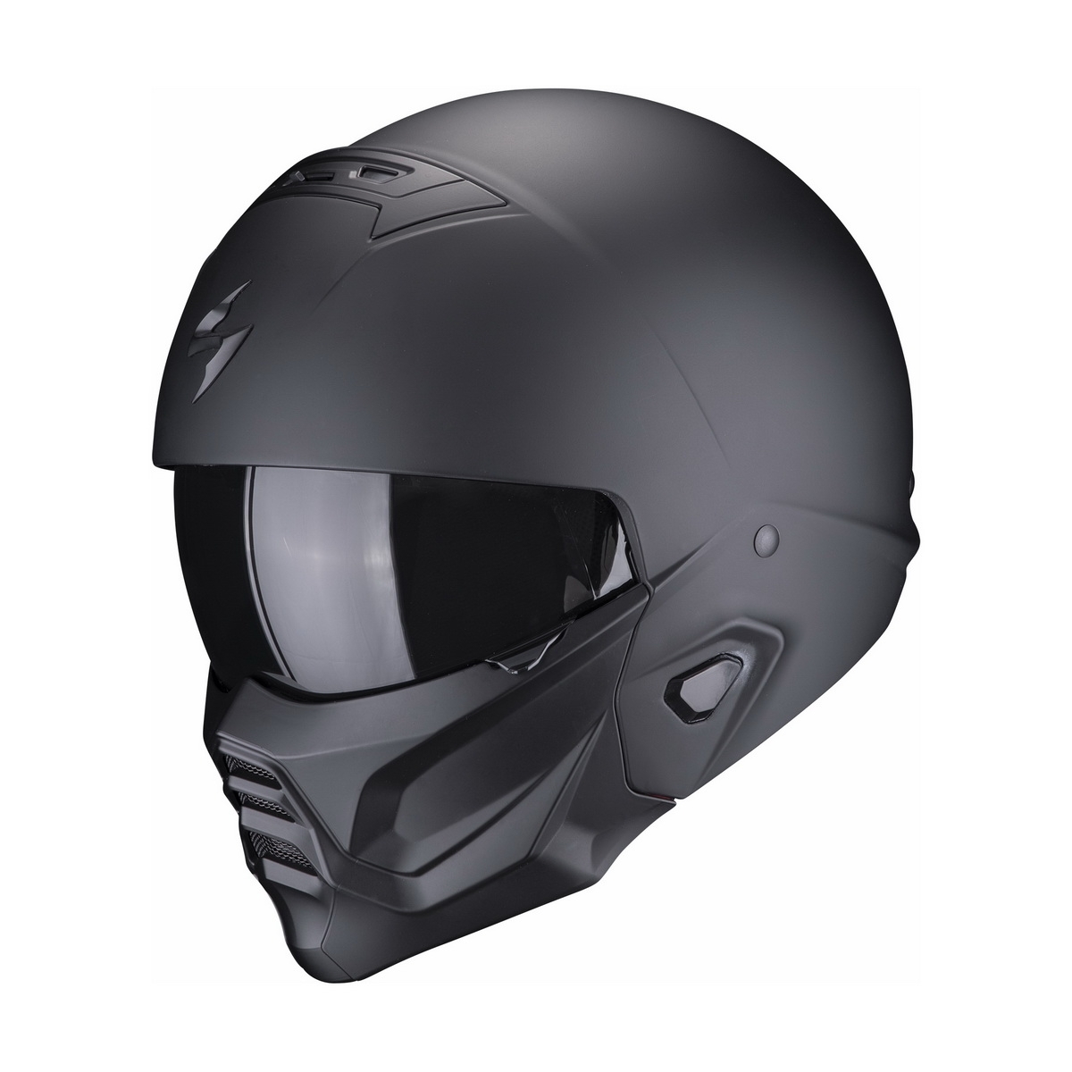 Открытый мотошлем SCORPION EXO-Combat II Solid Matt Black, матовый чёрный — оригинал с сертификатом ECE
