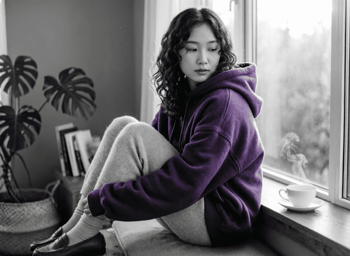 фиолетовый худи с капюшоном