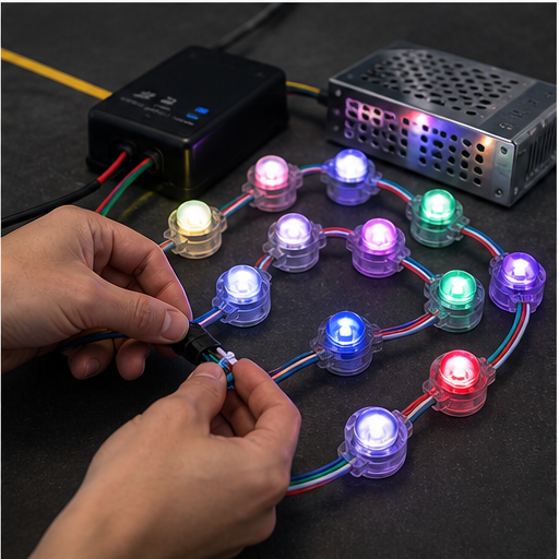 Проверка RGB пикселей с контроллером перед монтажом