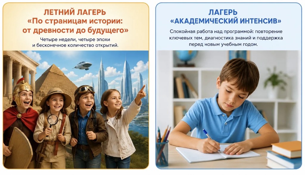 Летний лагерь «По страницам истории» и лагерь «Академический интенсив» — иллюстрация программ