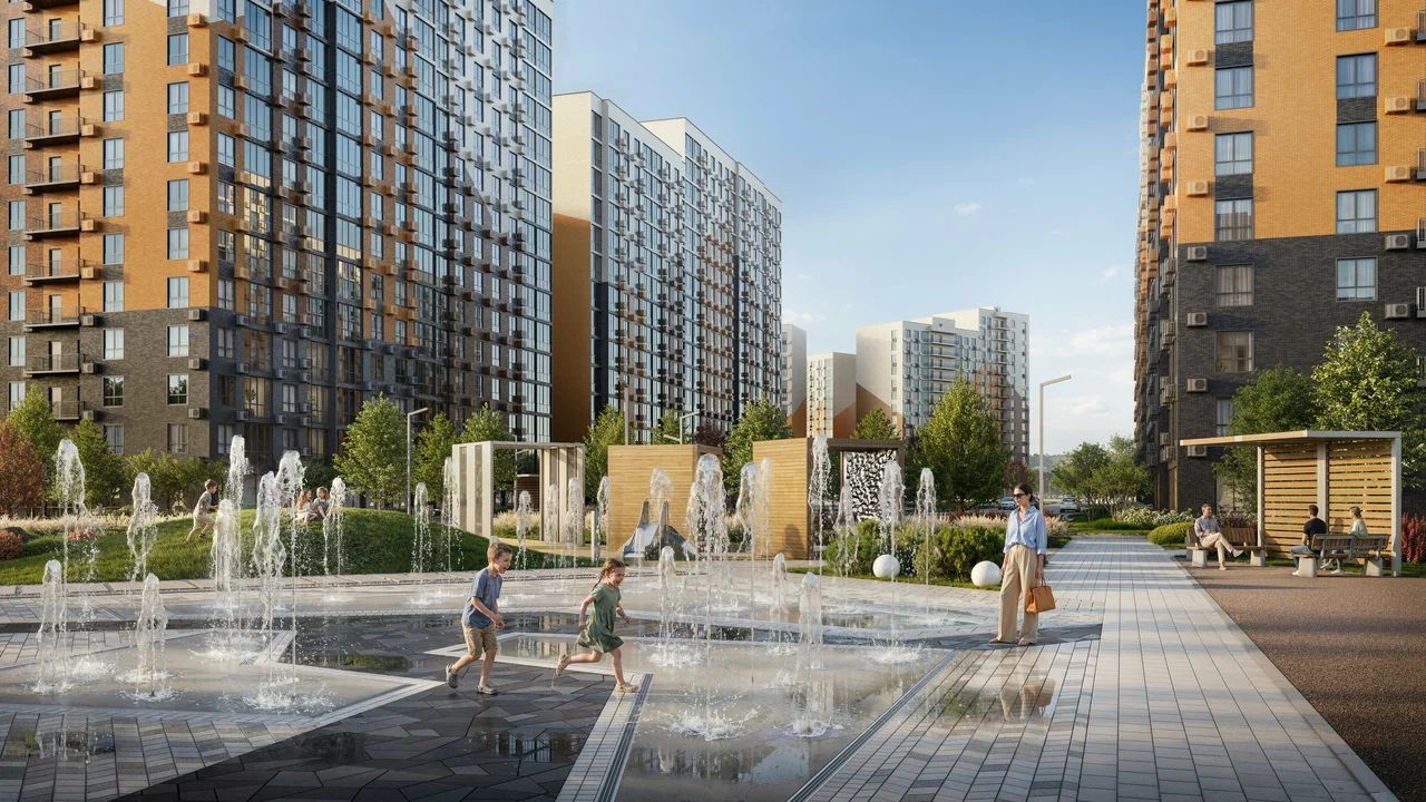Двор с фонтанами