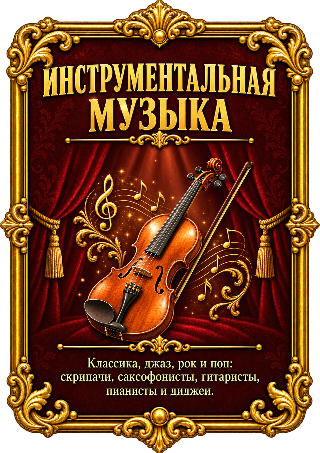 Инструментальная музыка. Классика, джаз, рок и поп: скрипачи, саксофонисты, гитаристы, пианисты и диджеи.