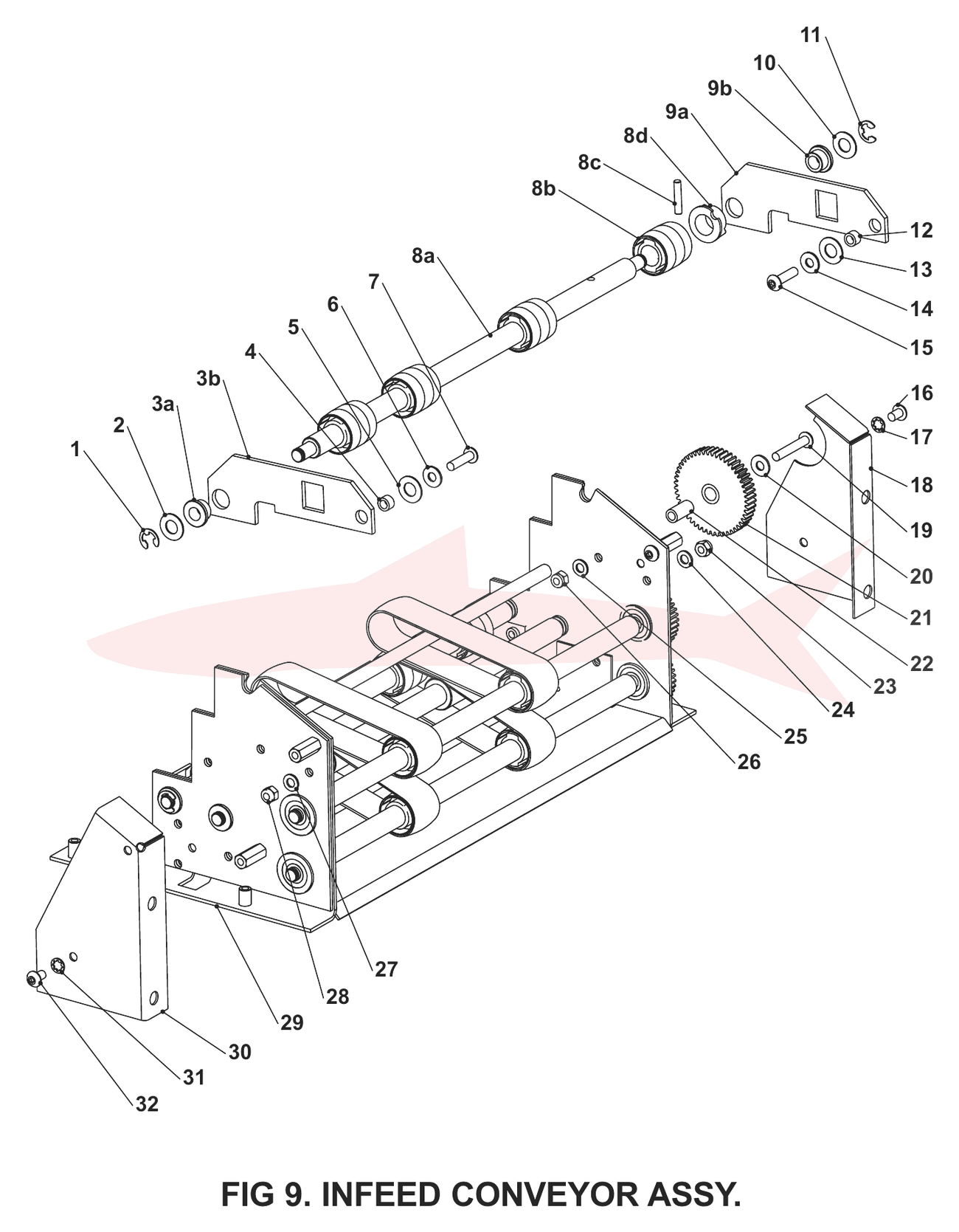 Morgana TrimMaster Pro Fig 9 Infeed Conveyor Assembly — схема деталей