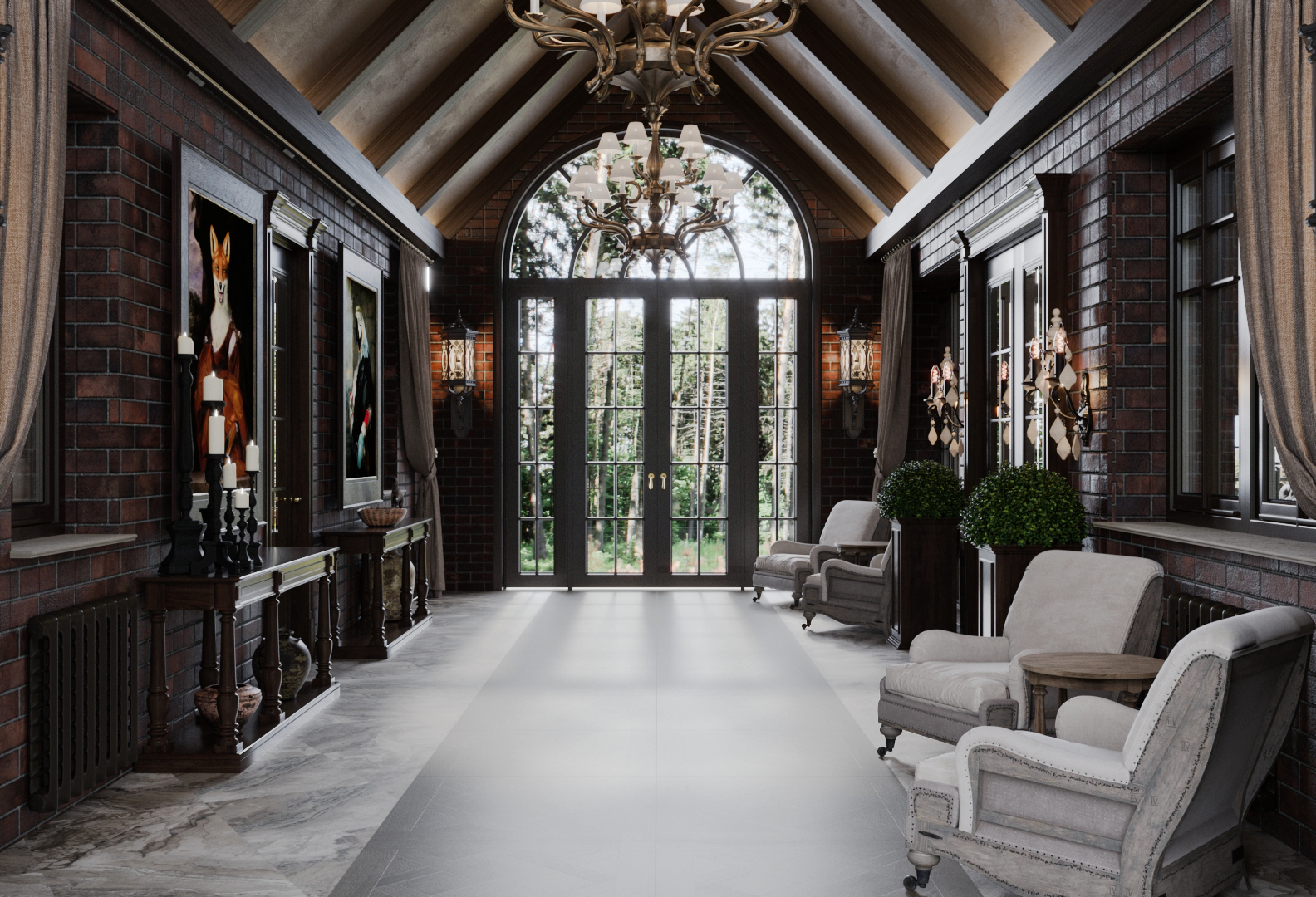 Дизайн интерьера банного комплекса в английском стиле