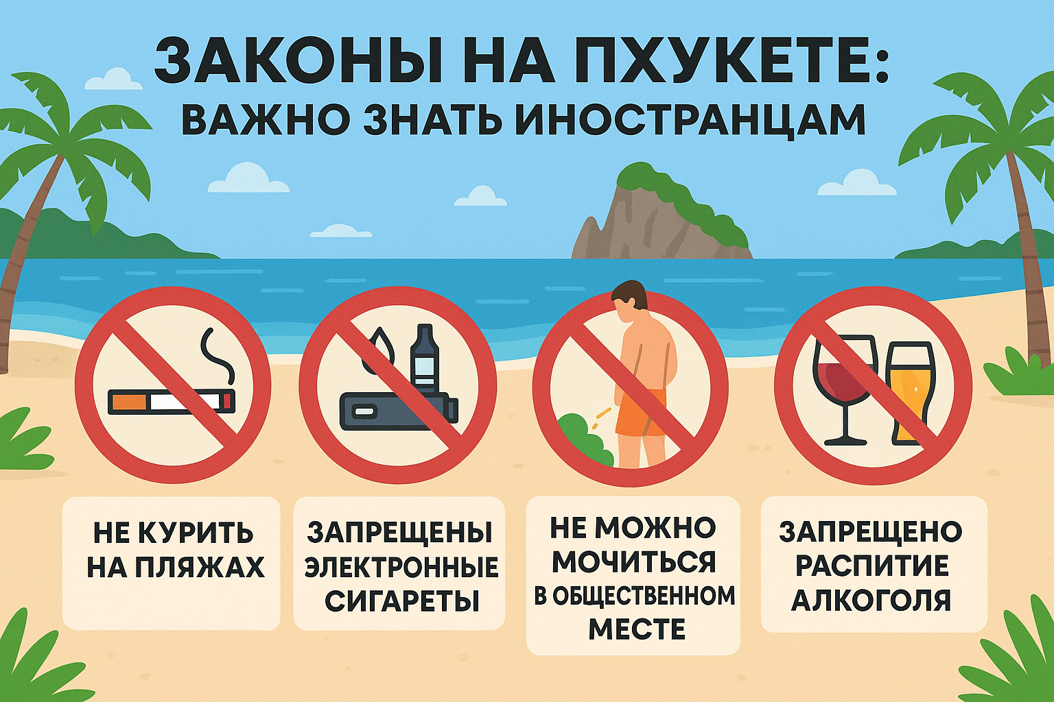 Пхукет — один из самых дружелюбных к туристам и экспатам островов в мире. Однако, как и в любой другой стране, в Таиланде действуют свои законы и правила, о которых иностранцам важно знать, чтобы избежать недоразумений и неприятностей.  Разберем ключевые 