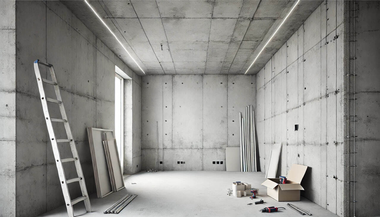 Черновой ремонт в Тюмени. Стоимость чернового ремонта. Что входит в черновой ремонт: Штукатурка поверхностей потолка и стен: Выравнивание и подготовка поверхностей для дальнейшей отделки Возведение перегородок: Создание новых стен для нужной планировки Укладка электрического кабеля с выводом точек освещения, розеток, выключателей Монтаж труб ХВС, ГВС и канализации:Установка труб для холодной и горячей воды, а также системы канализации Устройство стяжки пола:Создание ровного основания для последующего укладки финишного покрытия 