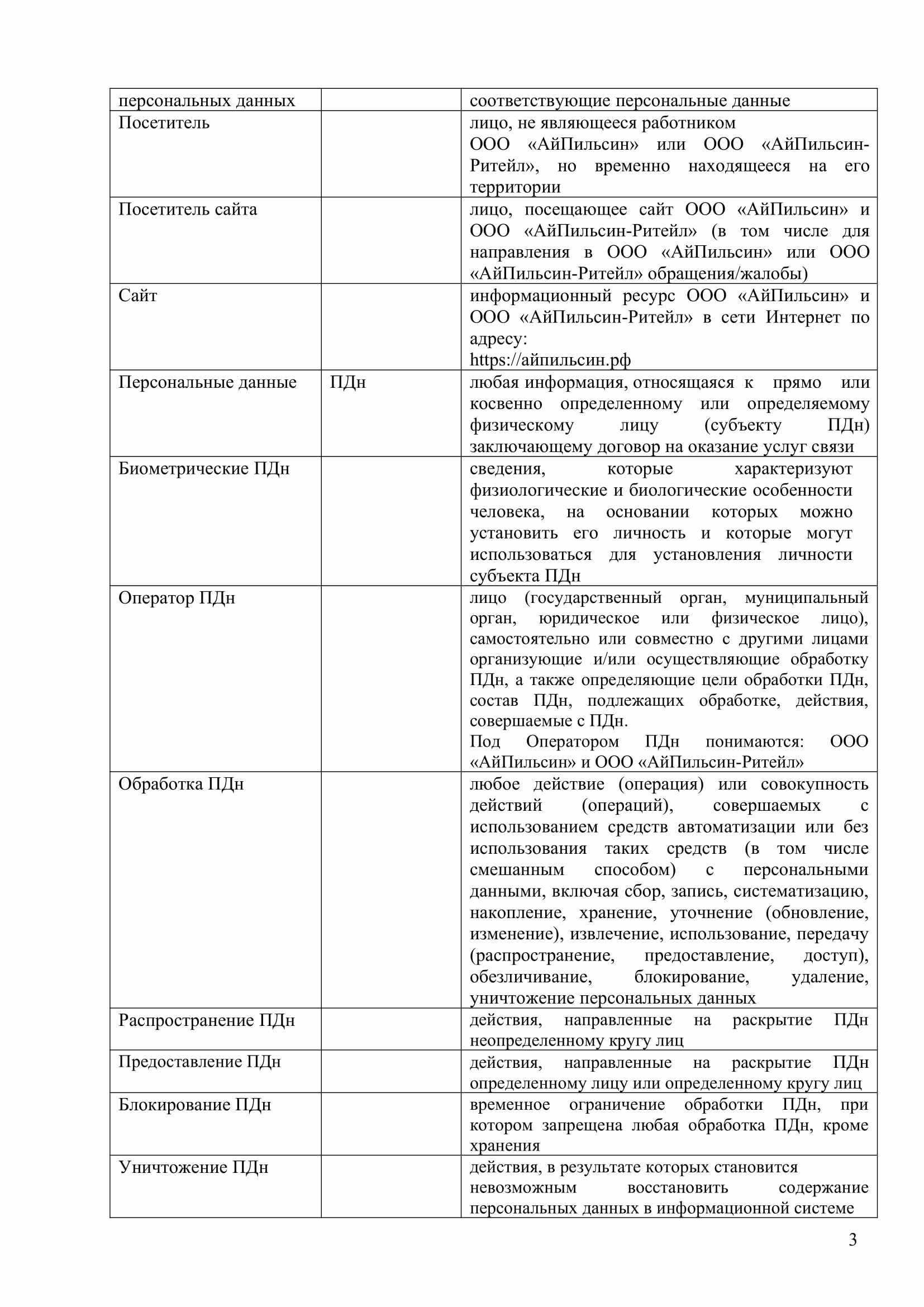 Совместная политика обработки персональных данных ООО «АйПильсин» и ООО  «АйПильсин-Ритейл»