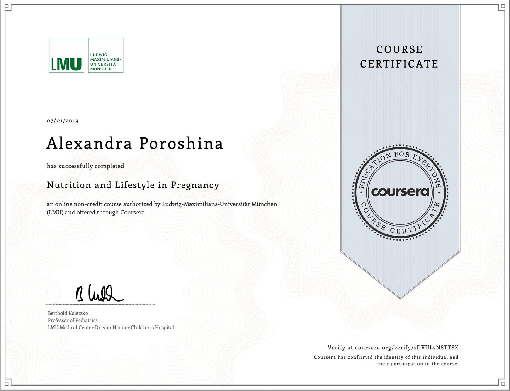 Мюнхенский университет — Nutrition and Lifestyle in Pregnancy