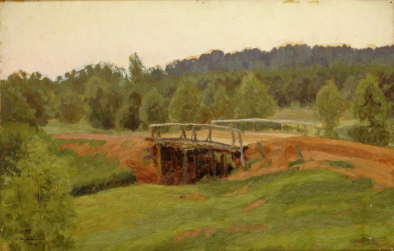 Переплётчиков В.В. Летний пейзаж с мостом. 1901