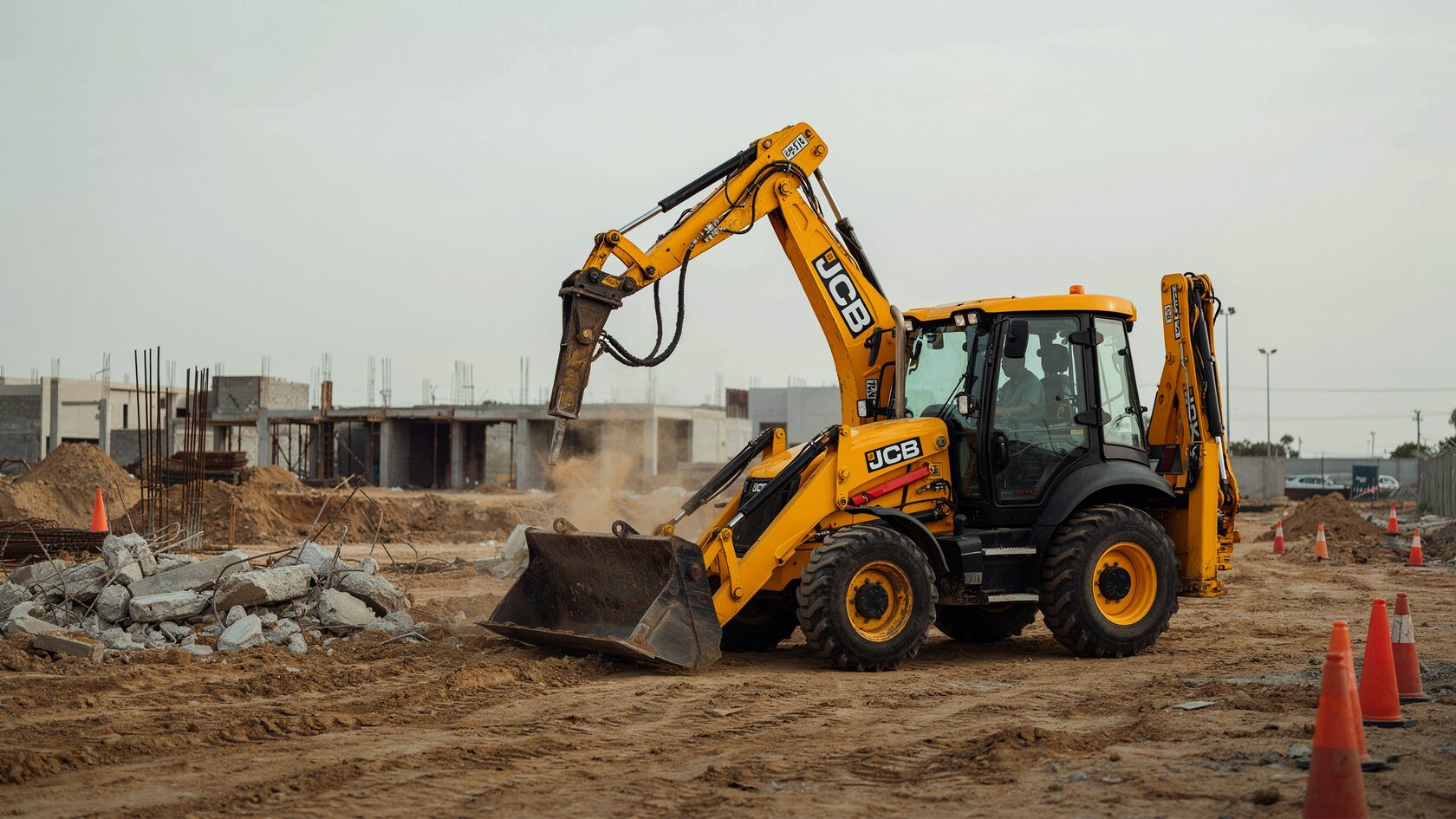 JCB 4CX с гидромолотом