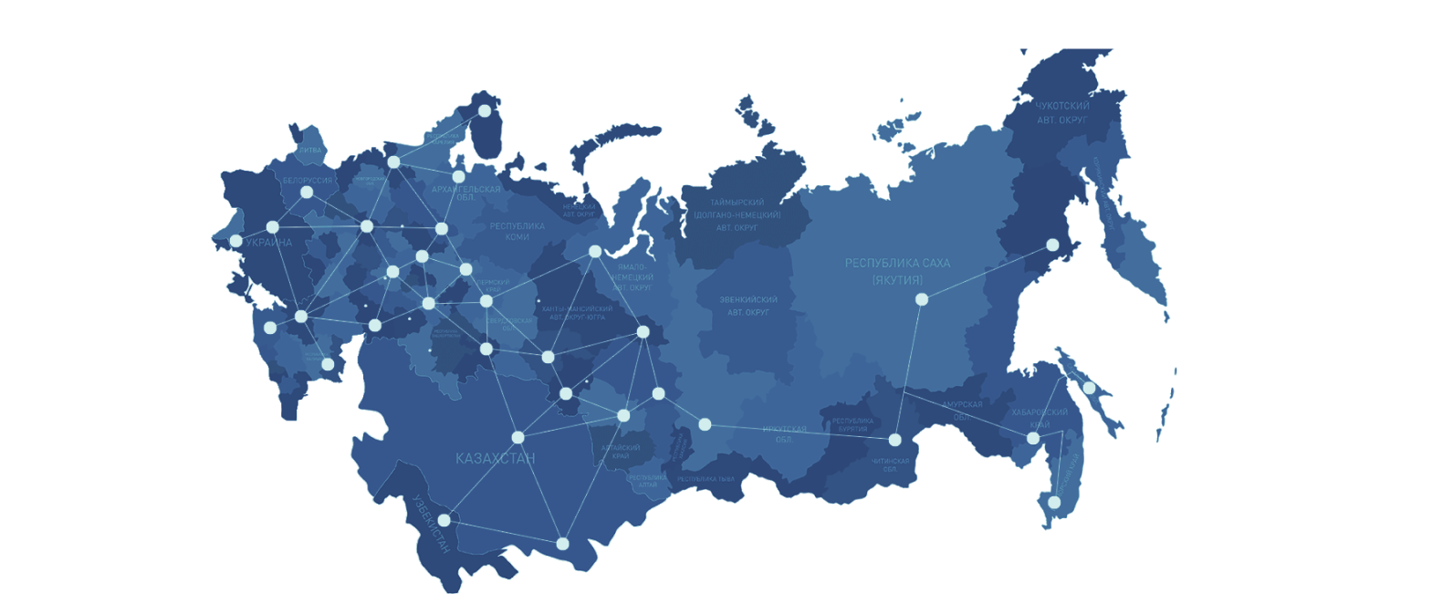 Карта России. Карта поставок. Карта СНГ. География поставок продукции.