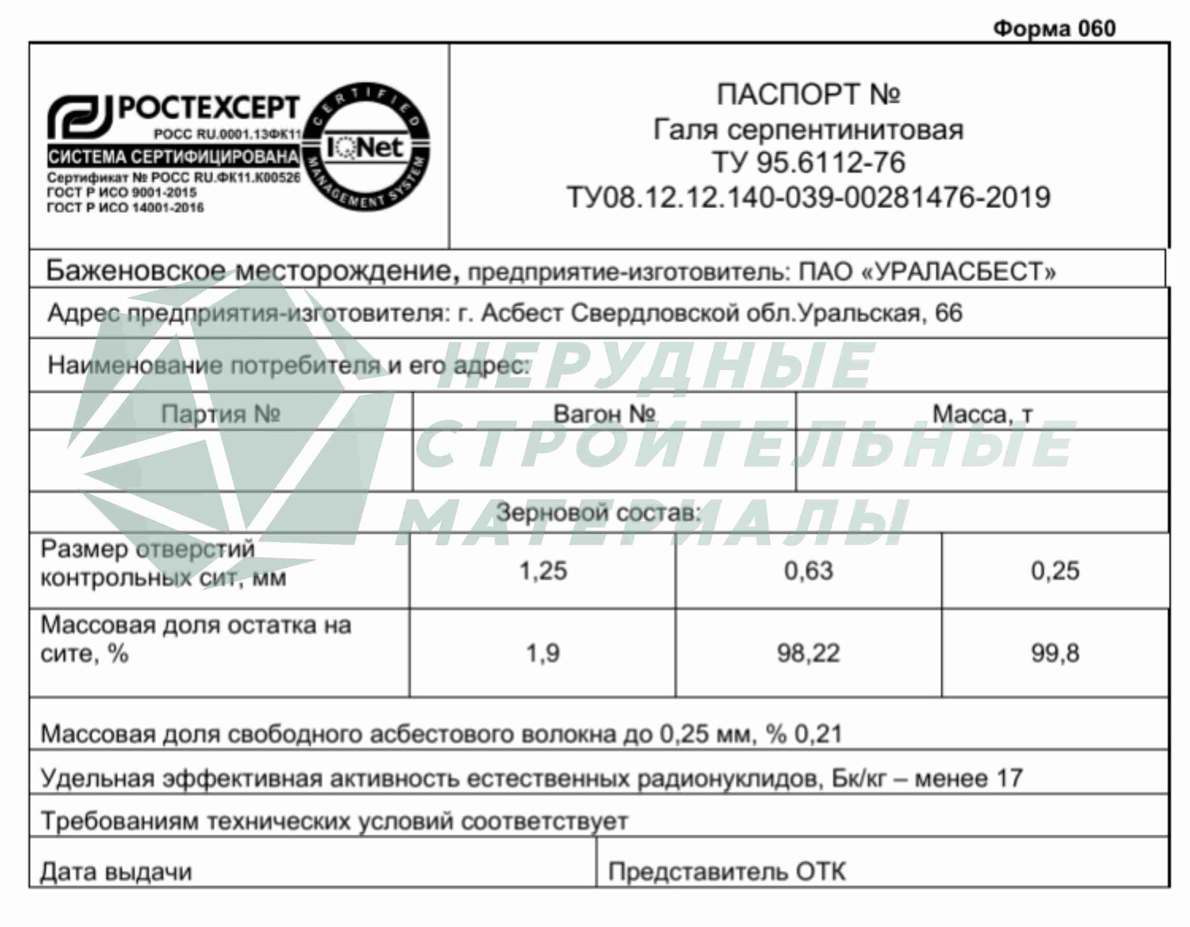 Галя серпентинитовая ТУ 95.6112-76 от производителя купить недорого