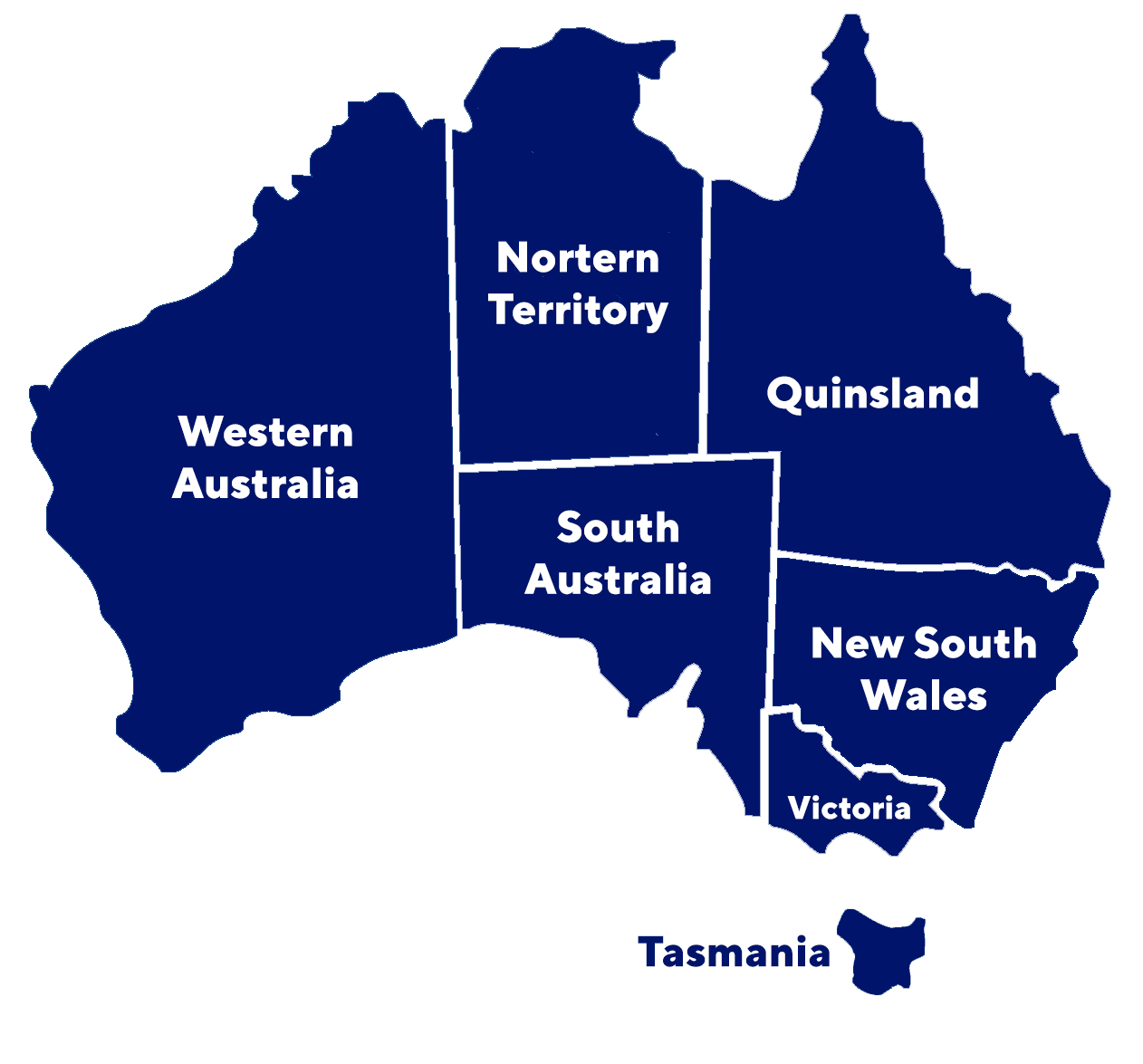 Штаты Австралии на карте