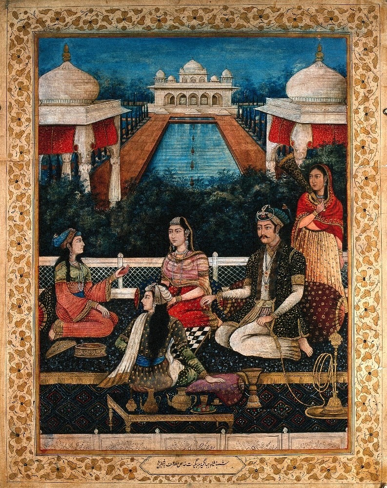 Persian hookah art in royal court