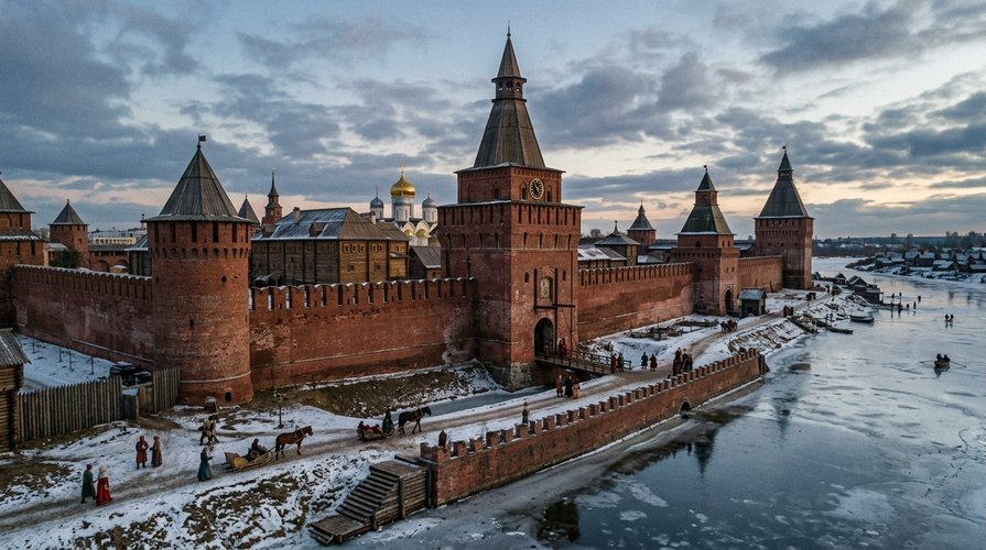 Кирпичные стены Московского Кремля, построенные итальянскими архитекторами в XV веке