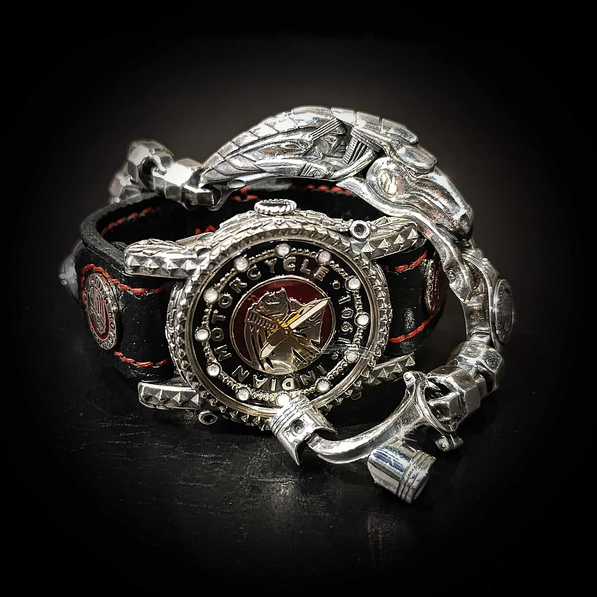 INDIAN, байкерский браслет, рокерский браслет, мото браслет