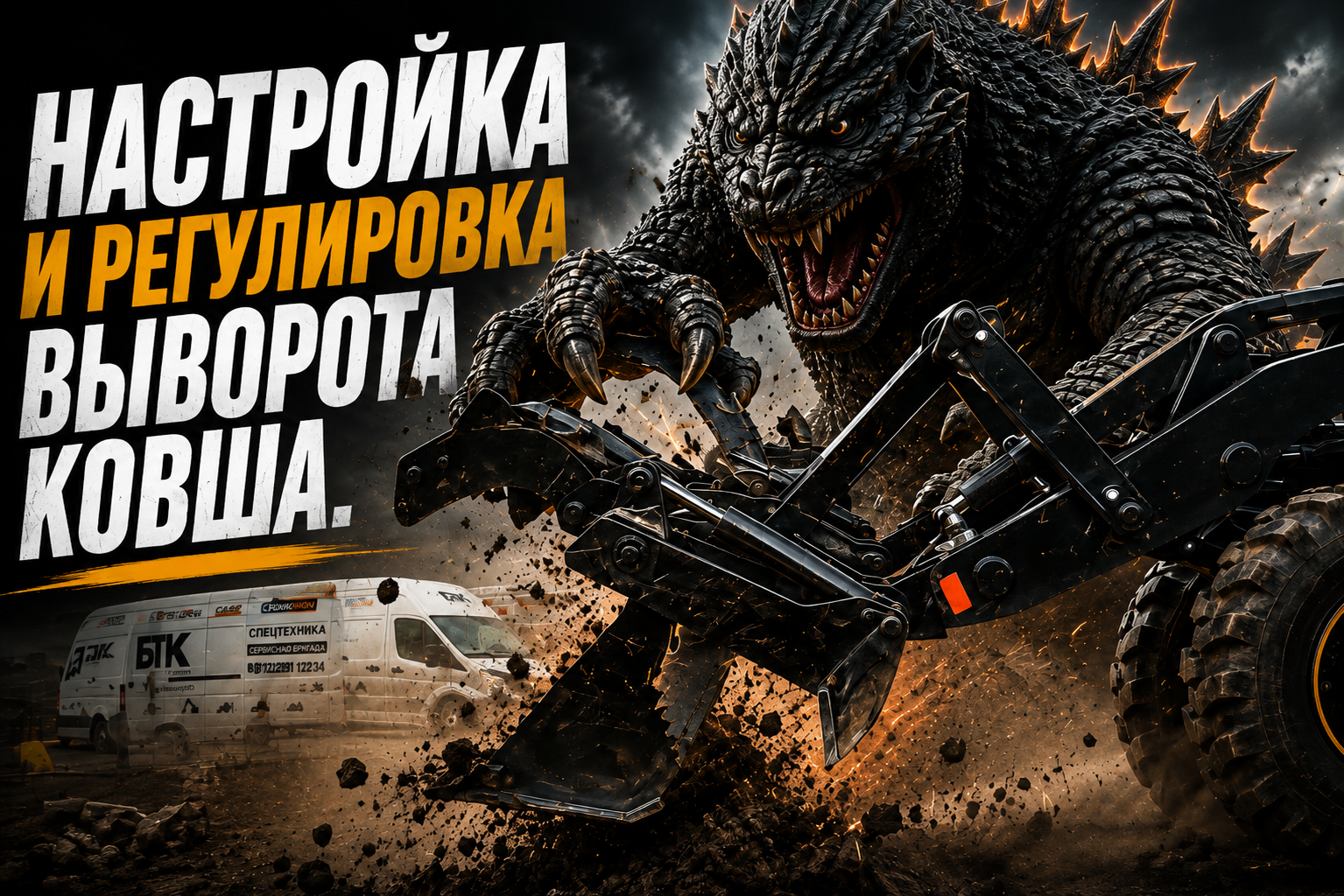 Доработка выворота ковша экскаватора-погрузчика в сервисе БТК