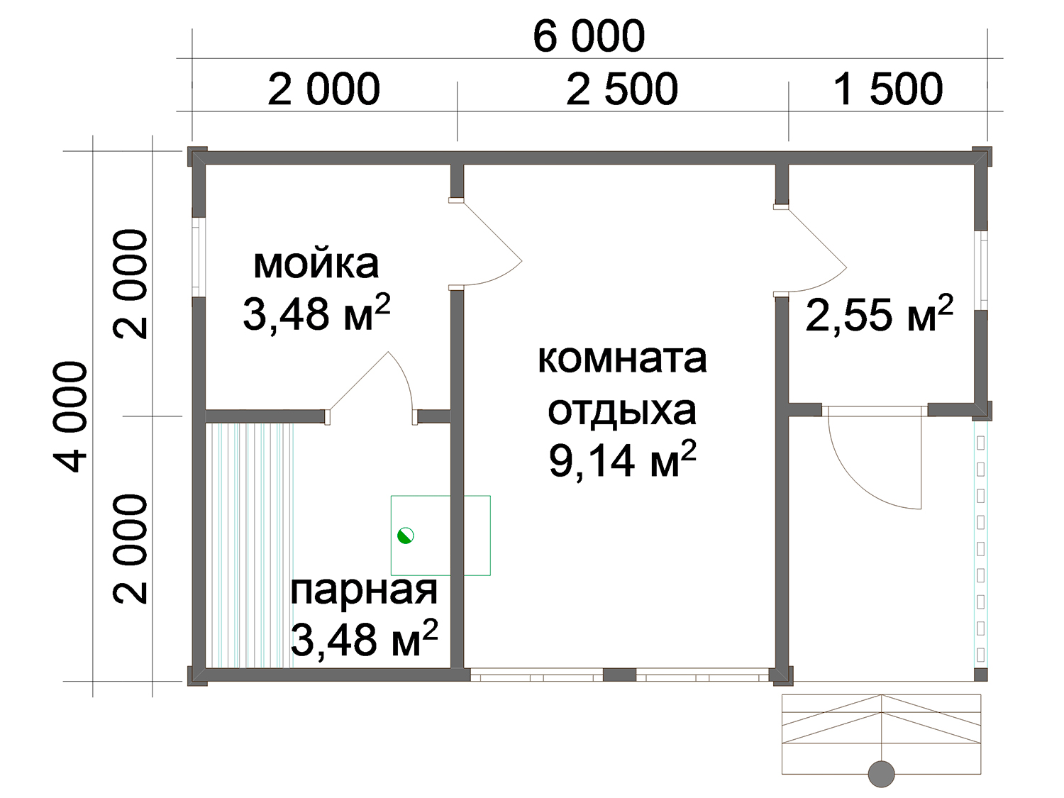 Баня 4 на 2 5 планировка