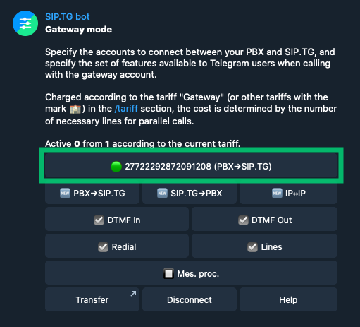 Checking VoIP Trunk between Telegram and SIPPBX