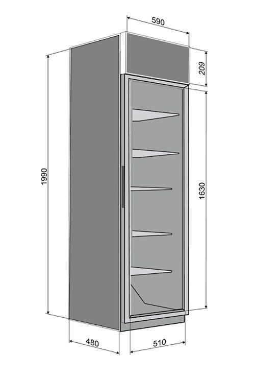 Шкаф Гольфстрим / Golfstream со стеклянными дверями CD 500 чертёж