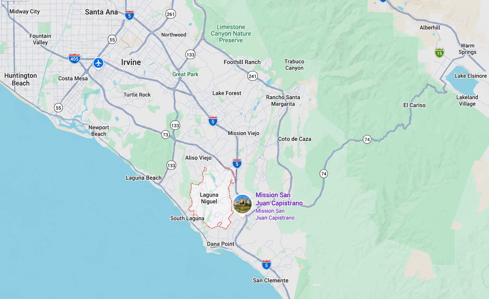 outdoor living pergola Orange County service area map near Laguna Niguel