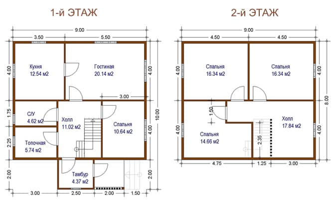 Двухэтажный дом 8х9 проекты