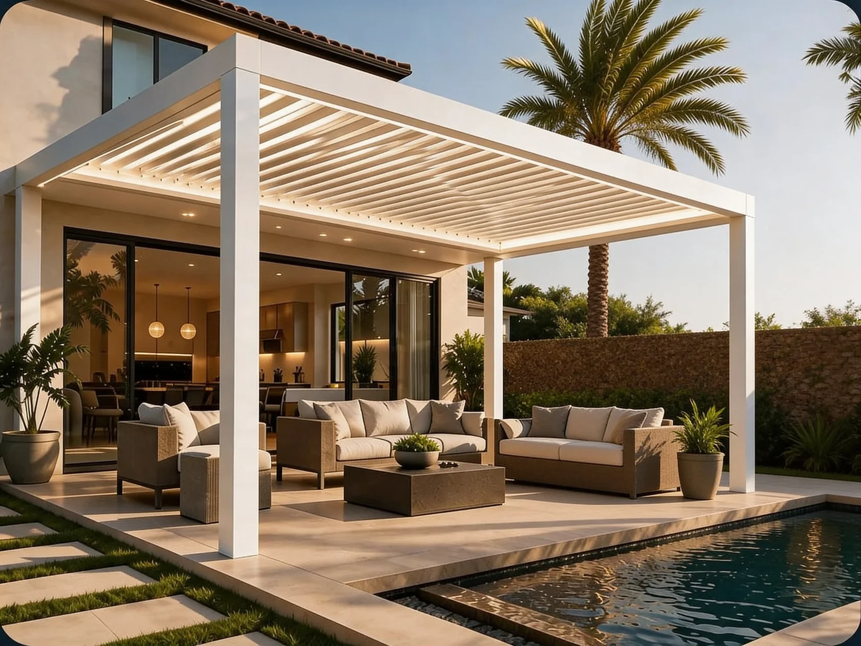 Modern custom aluminum pergola in Orange County, California