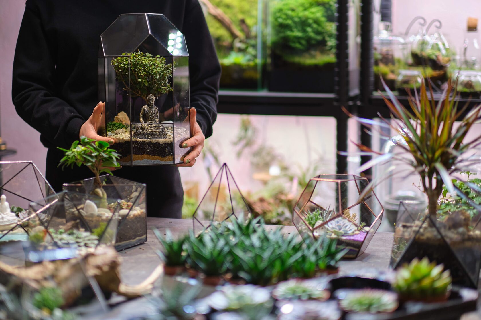 Rostlinné terárium Green Stories jako interiérová dekorace