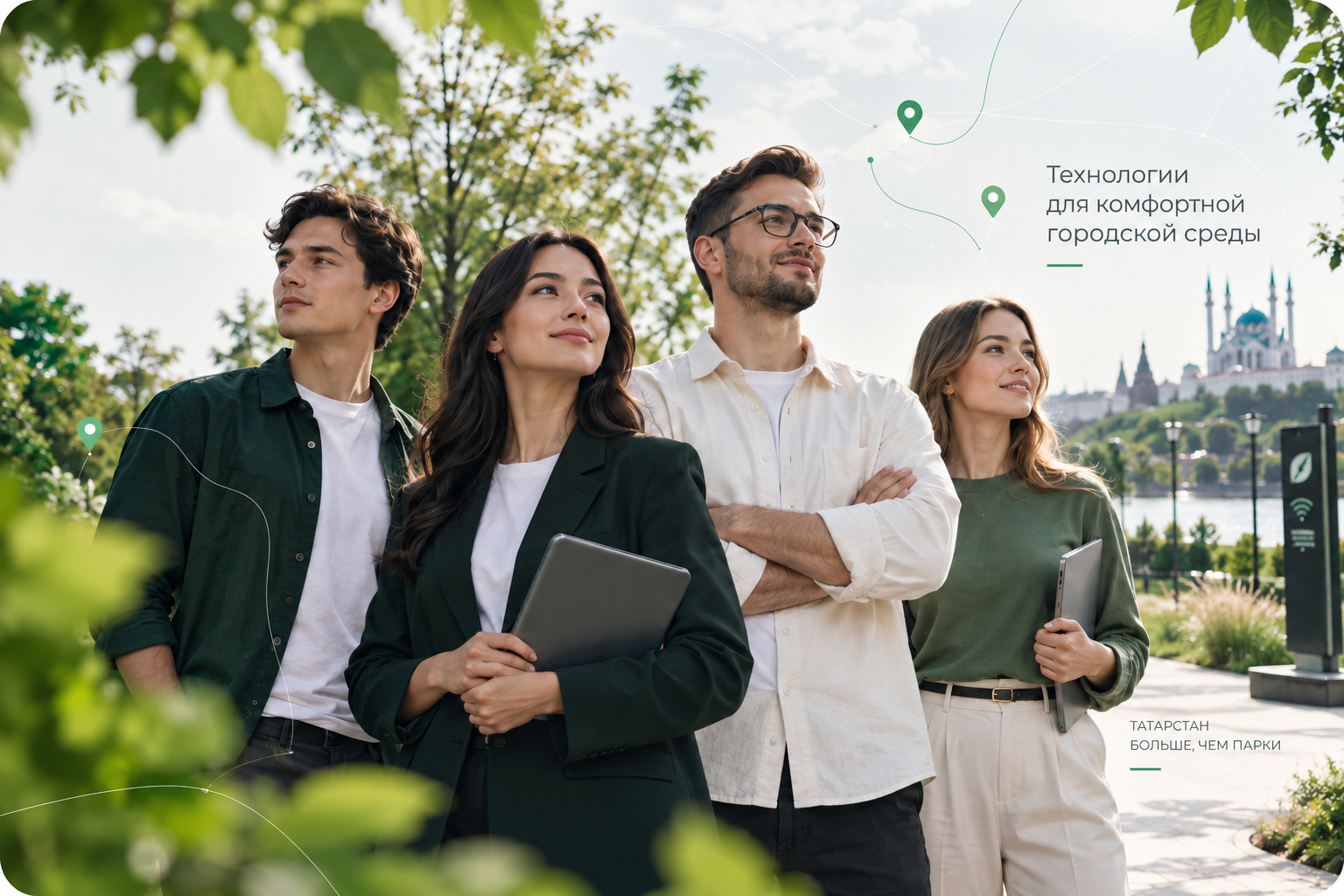 Команда Smart Compass в городском парке Казани
