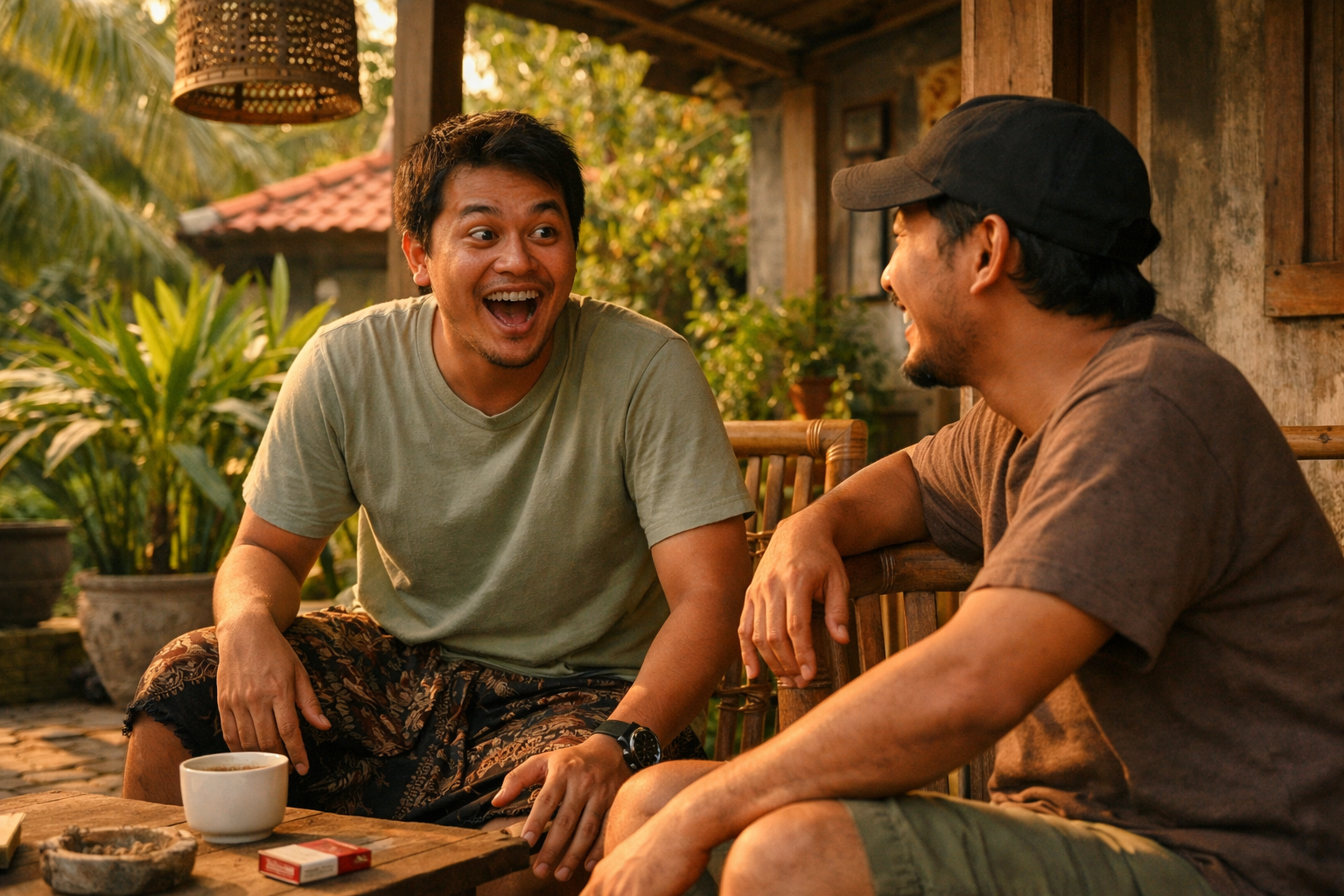 Ilustrasi makna kata kontan sebagai reaksi langsung dalam percakapan sehari-hari