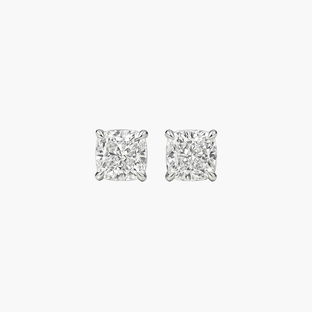 пусеты с выращенными бриллиантами огранки кушон