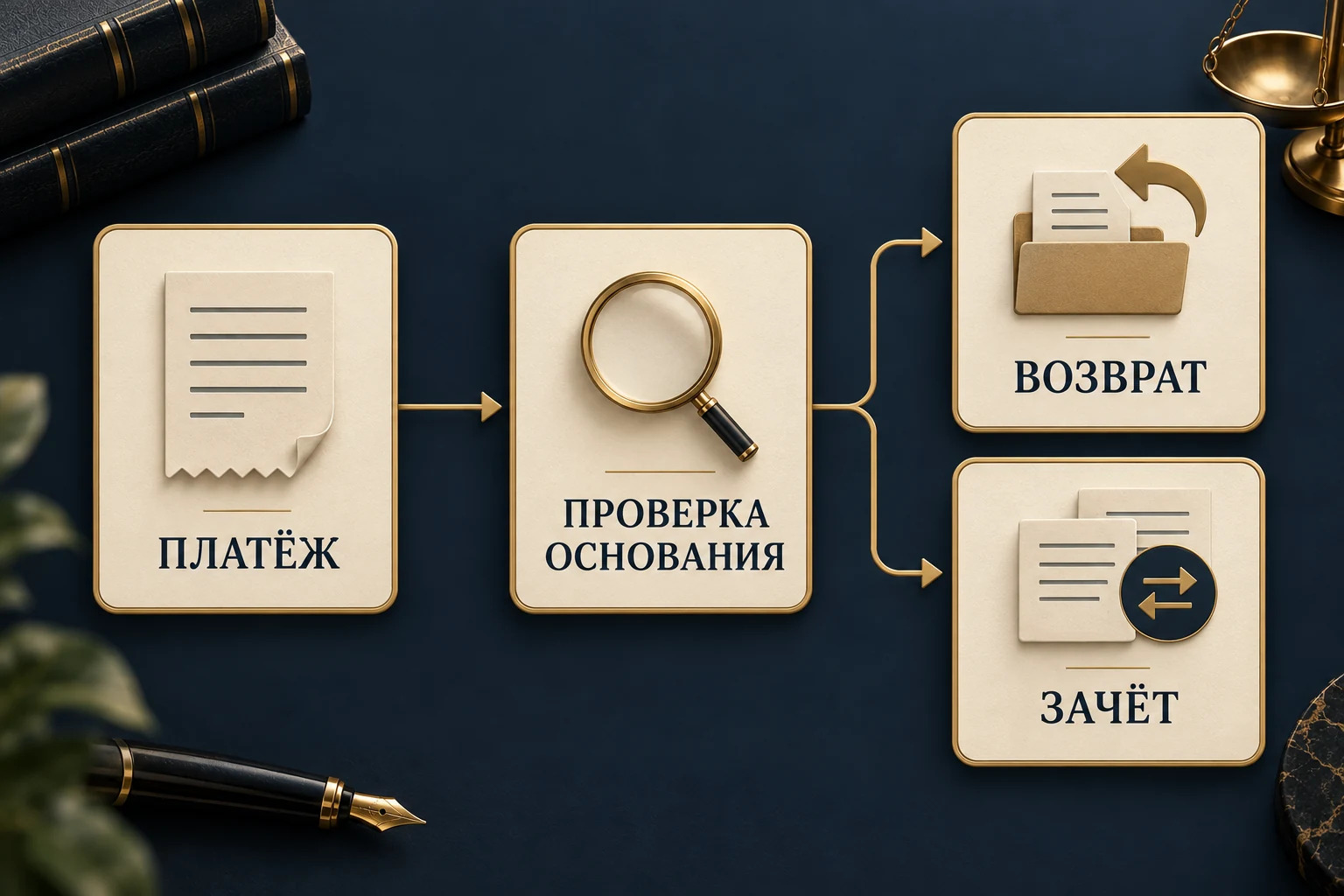 Концептуальная схема проверки платежа, обращения за возвратом или зачётом госпошлины