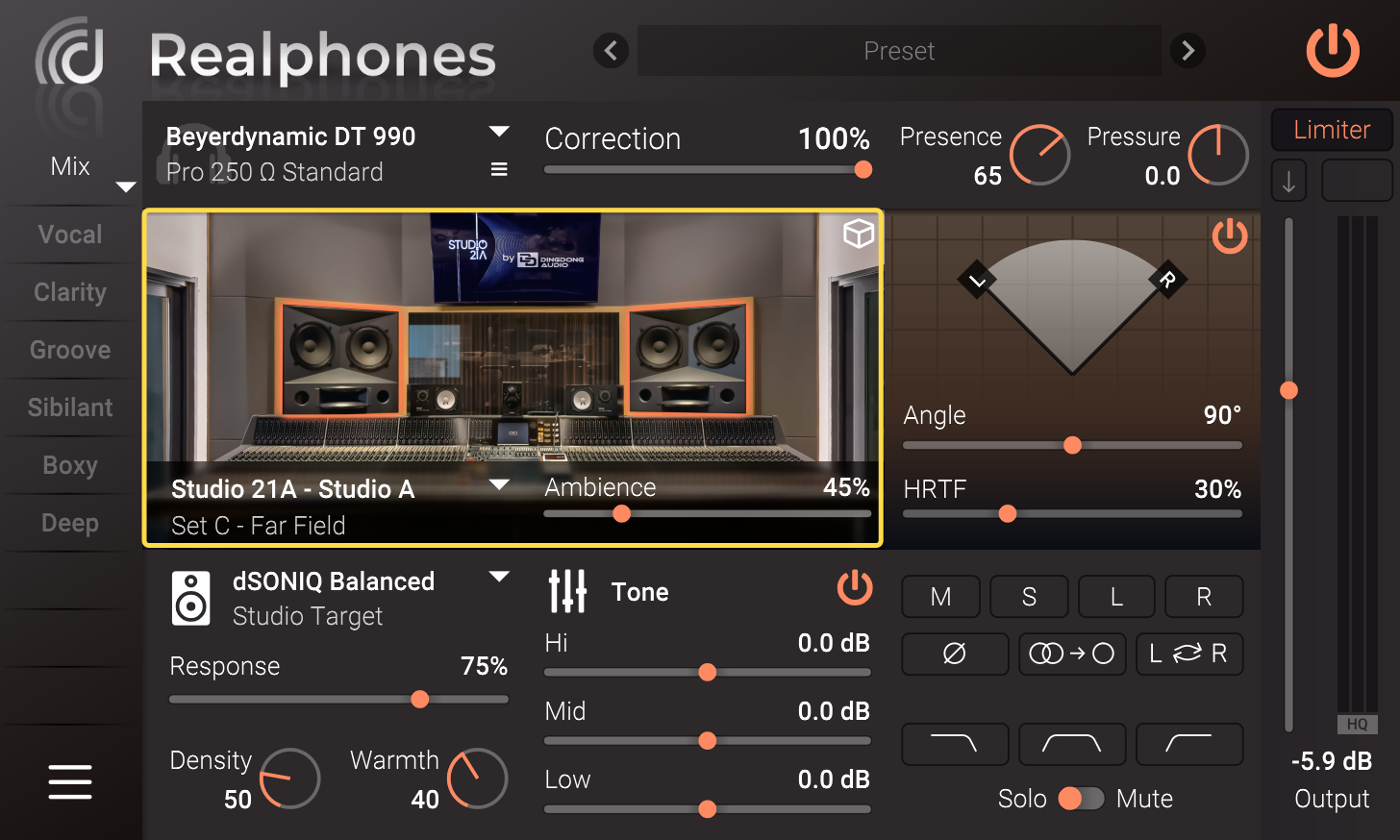 Advanced mode in Realphones 2