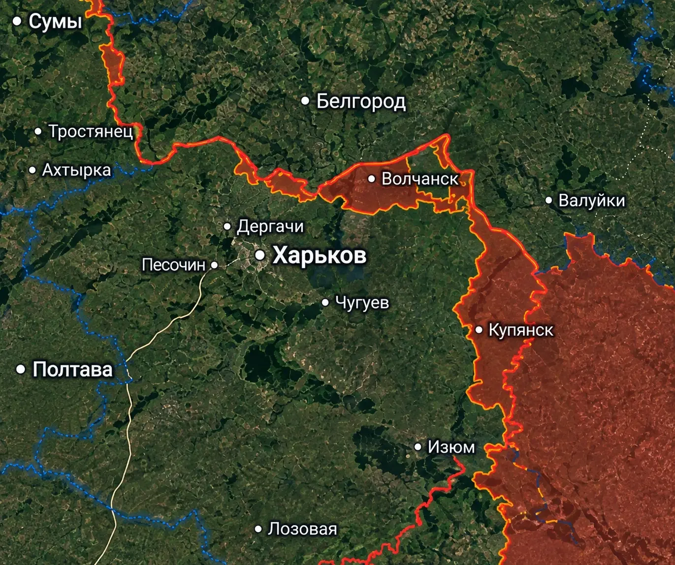Карта Волчанского направления и района Волчанского котла на 14 сентября 2026 года