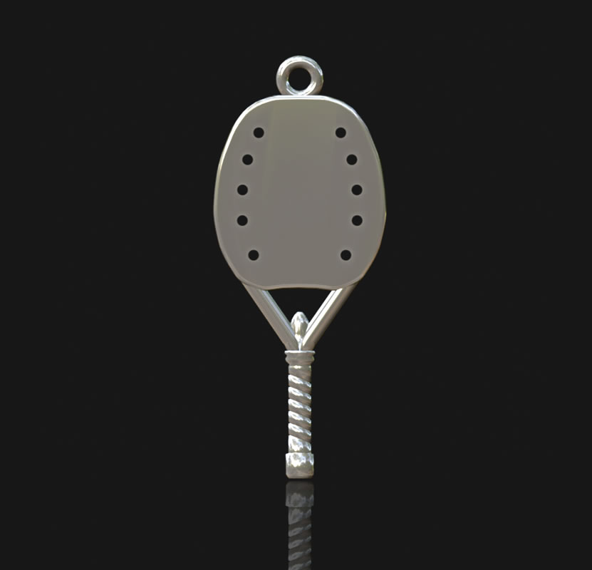 серебряная подвеска ракетка пляжный теннис, унисекс, высота 26 мм, родированная