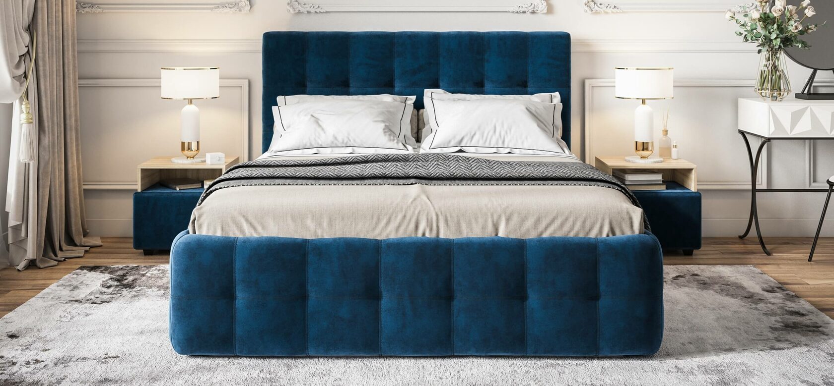Кровать Boss велюр Monolit синий