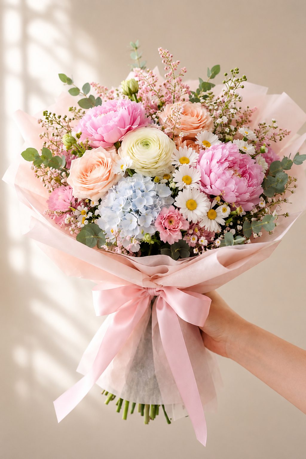 Luxury pastel Mother’s Day bouquet for delivery in Morocco