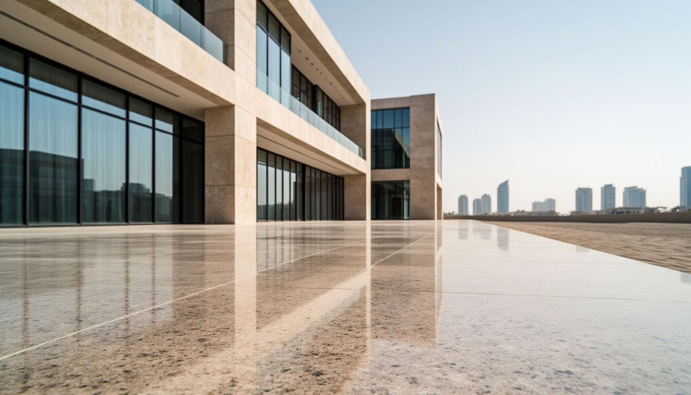 resin bound stone surface outdoors